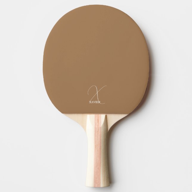 Raquette de Ping Pong Monogrammée Marron Chameau (Devant)
