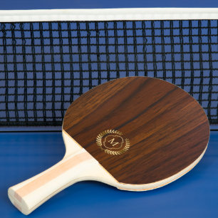 Raquette De Ping Pong Monographie de l'insigne d'or en bois de mohagonie