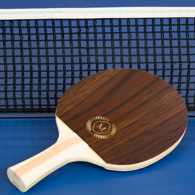Raquette De Ping Pong Monographie de l'insigne d'or en bois de mohagonie (Insitu)