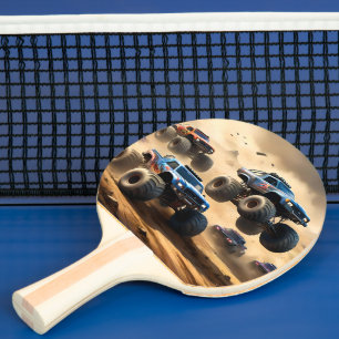 Raquette De Ping Pong Monster Trucks Courant Dans Le Désert,