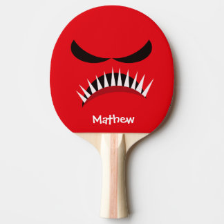 Raquette De Ping Pong Monstre fâché avec les yeux mauvais et les dents