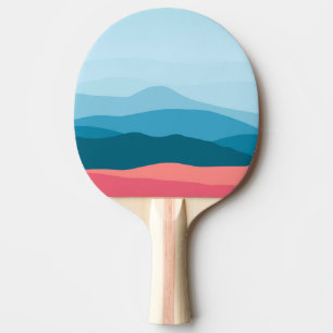Raquette De Ping Pong Montagnes Abstraites Modernes Bleu Rose Pastel