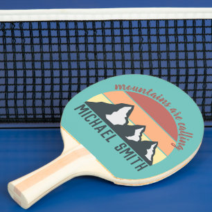Raquette De Ping Pong Montagnes pastel vintage appellent monogramme ciel