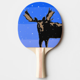 Raquette De Ping Pong Moose en hiver - Art original de la faune