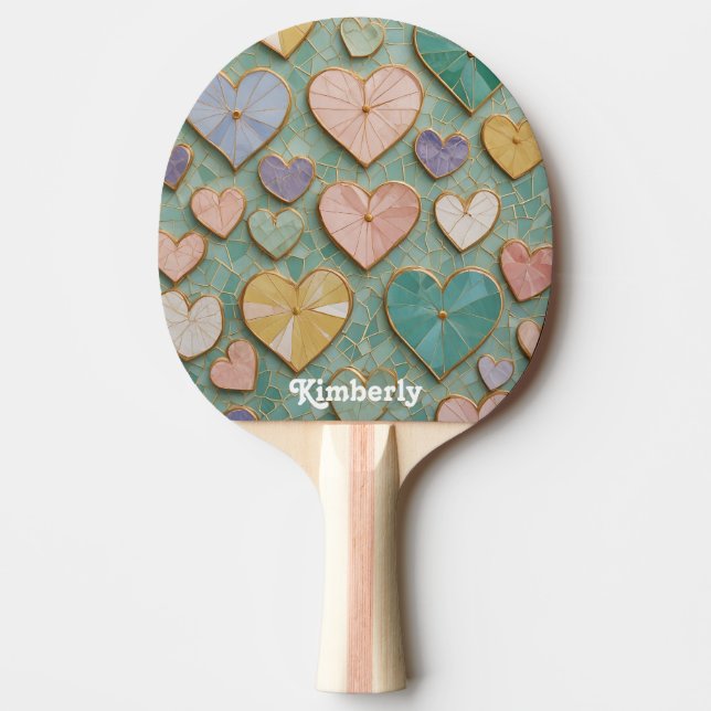 Raquette De Ping Pong Mosaic Love : Coeurs Pastel (Devant)