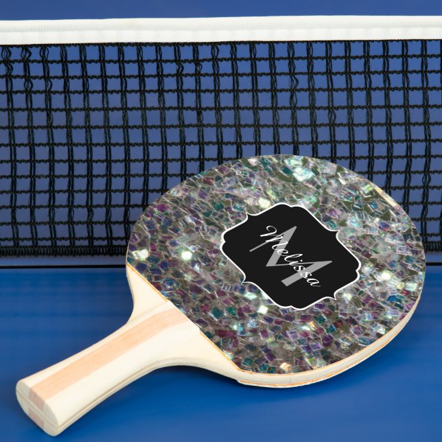 Raquette De Ping Pong Mosaïque argentée brillante (Insitu)