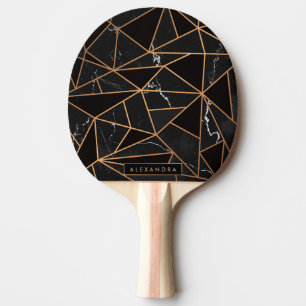 Raquette De Ping Pong Mosaïque de marbre noir et doré