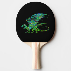 Raquette De Ping Pong Mosaïque Extraordinaire de dragon vert