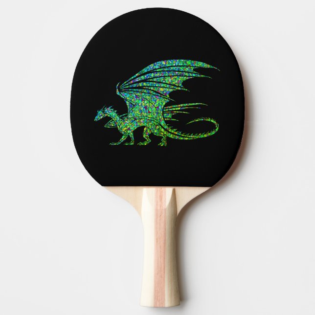 Raquette De Ping Pong Mosaïque Extraordinaire de dragon vert  (Devant)