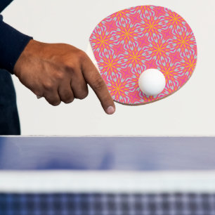 Raquette De Ping Pong Mosaïque rose vif et conception réversible plaid