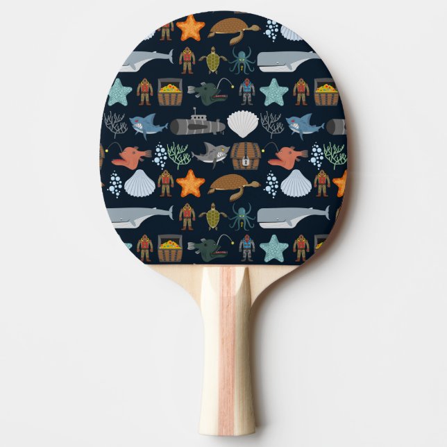 Raquette De Ping Pong Motif 1 d'habitants d'océan (Devant)