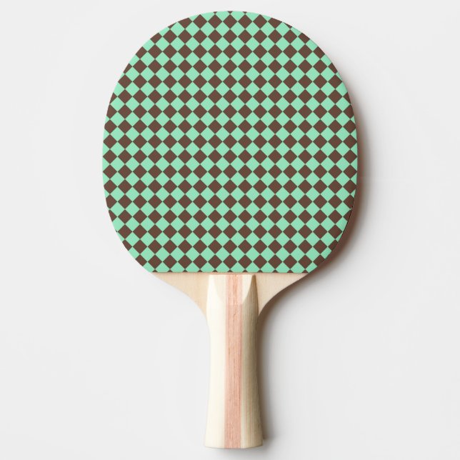 Raquette De Ping Pong Motif à carreaux diamant vert marron (Devant)