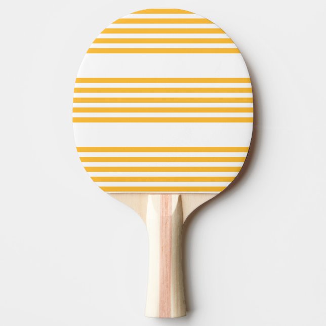 Raquette De Ping Pong Motif à cinq bandes jaune et blanc ensoleillé (Devant)