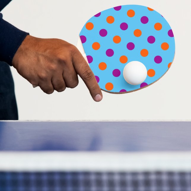 Raquette De Ping Pong Motif à pois orange bleu violet (Insitu)