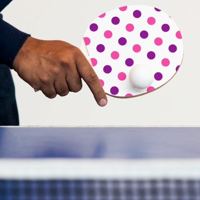 Raquette De Ping Pong Motif à pois rose violet blanc  (Insitu)