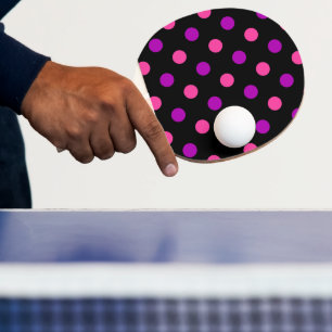 Raquette De Ping Pong Motif à pois rose violet noir