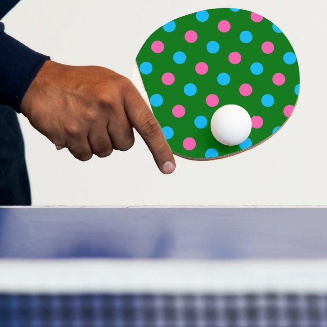 Raquette De Ping Pong Motif à pois vert rose bleu (Insitu)
