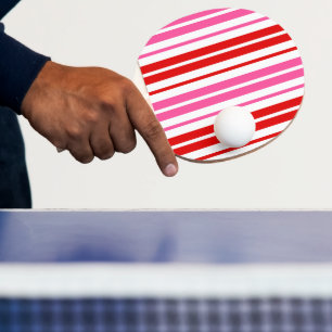 Raquette De Ping Pong Motif à rayures verticales roses rouges blanches