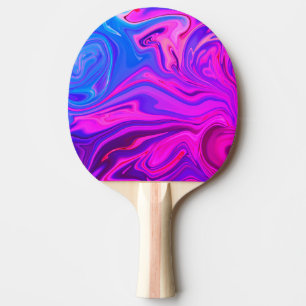 Raquette De Ping Pong Motif Abstrait bleu néon violet rose