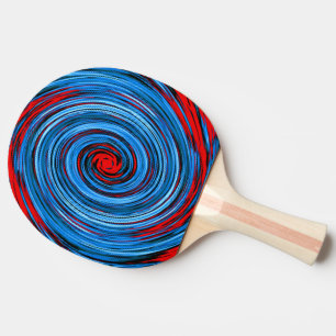 Raquette De Ping Pong Motif Abstrait Blue Red White Black Swirl