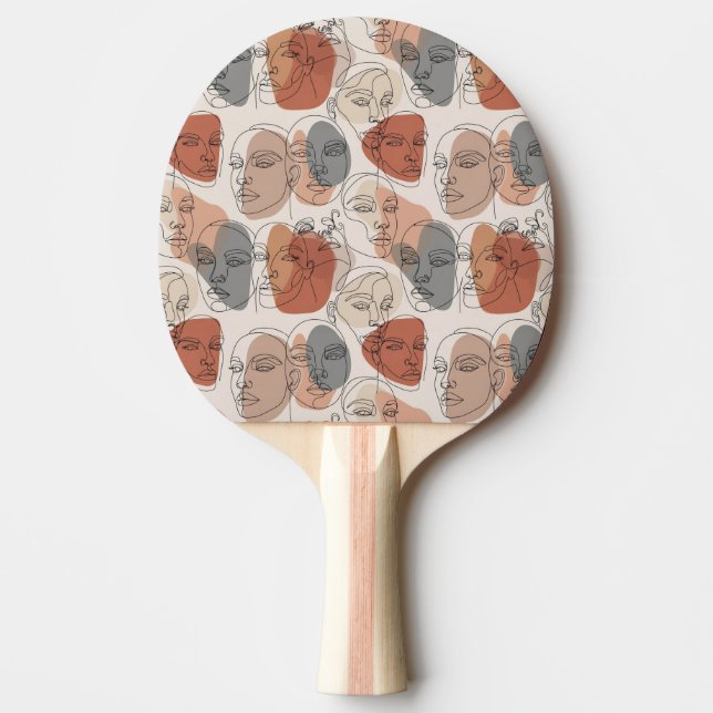 Raquette De Ping Pong Motif abstrait de visage féminin (Devant)