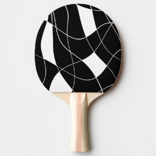 Raquette De Ping Pong motif abstrait moderne noir et blanc