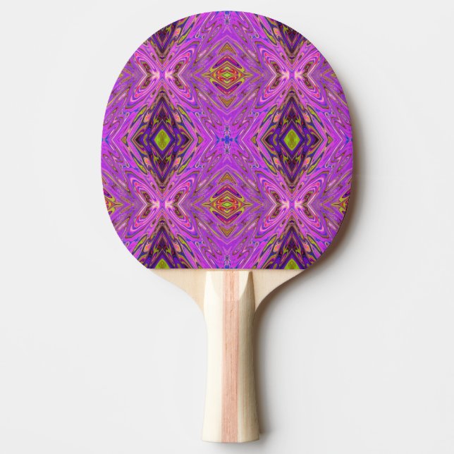 Raquette De Ping Pong Motif Abstrait Rose et Violet Tripant (Devant)