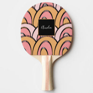 Raquette De Ping Pong Motif arc-en-ciel groovy orange rose
