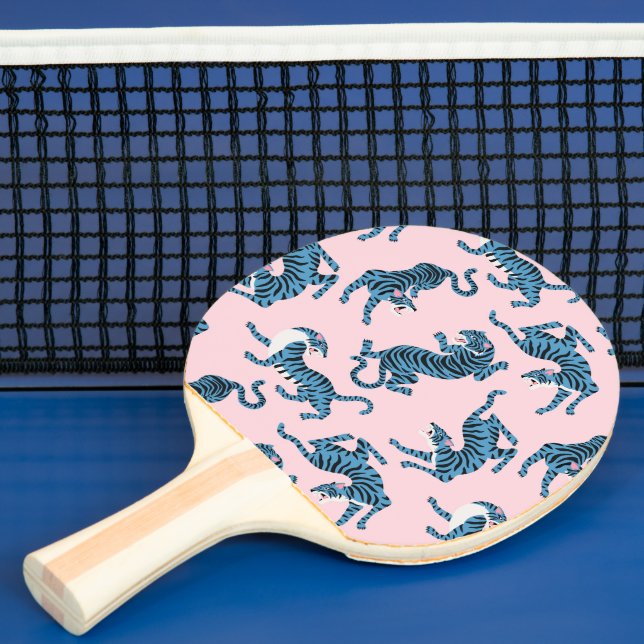 Raquette De Ping Pong Motif asiatique de tigre bleu (Insitu)