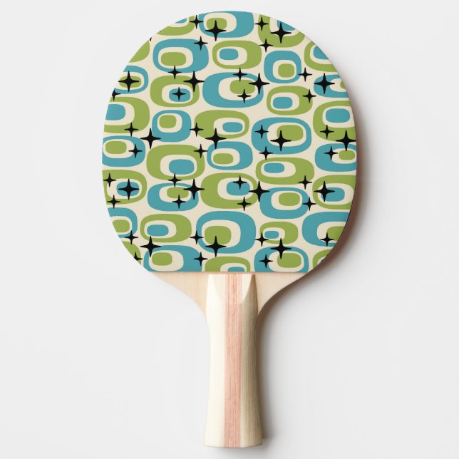 Raquette De Ping Pong Motif atomique moderne du milieu du siècle (Devant)