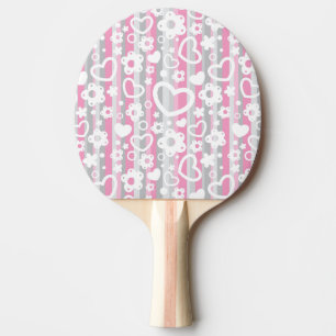 Raquette De Ping Pong Motif avec des coeurs et des fleurs