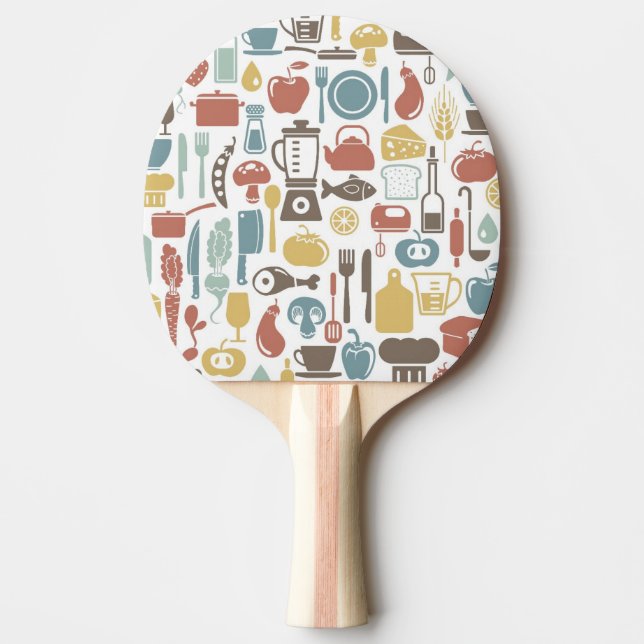 Raquette De Ping Pong Motif avec des icônes de cuisine (Devant)