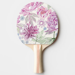 Raquette De Ping Pong Motif avec les fleurs roses