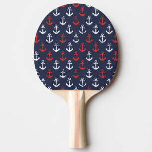 Raquette De Ping Pong Motif blanc et bleu rouge de marine
