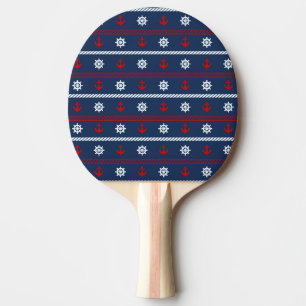 Raquette De Ping Pong Motif blanc et bleu rouge d'océan