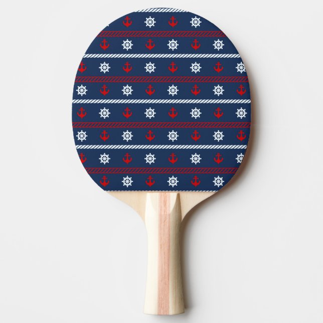 Raquette De Ping Pong Motif blanc et bleu rouge d'océan (Devant)