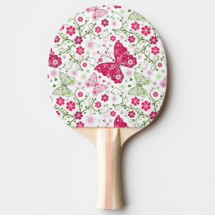 Raquette De Ping Pong Motif blanc floral