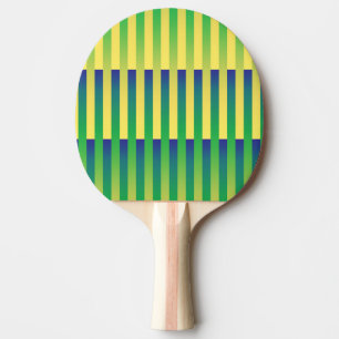 Raquette De Ping Pong Motif bleu jaune vert rayé