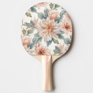 Raquette De Ping Pong Motif botanique à l'aquarelle de fleurs de chrysan