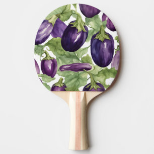 Raquette De Ping Pong Motif botanique de jardin aux aubergines à l'aquar