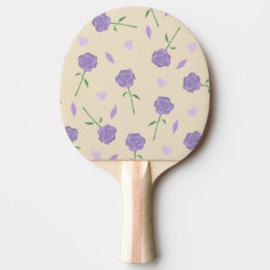 Raquette De Ping Pong Motif botanique floral bohème rose violet beige