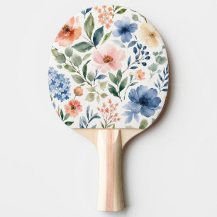 Raquette De Ping Pong Motif botanique moderne de fleurs sauvages à l'aqu