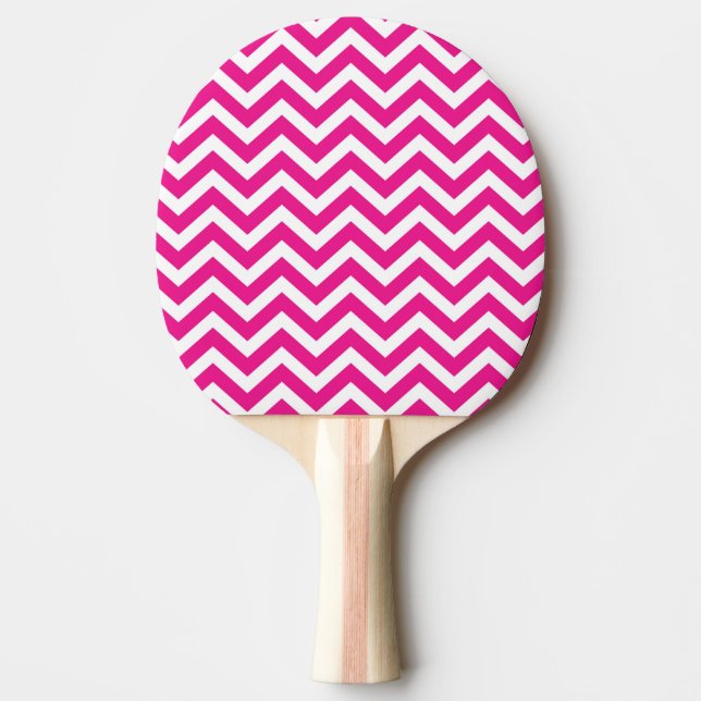 Raquette De Ping Pong Motif chaud rose et blanc Chevron (Devant)