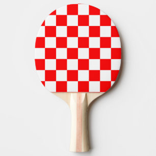 Raquette De Ping Pong Motif chèque À damiers blanc rouge