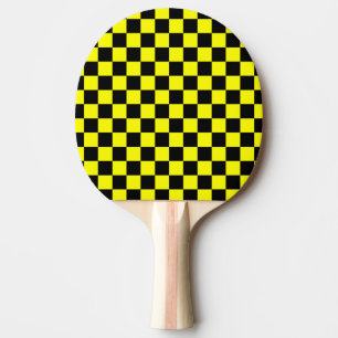 Raquette De Ping Pong Motif chèque À damiers jaune noir