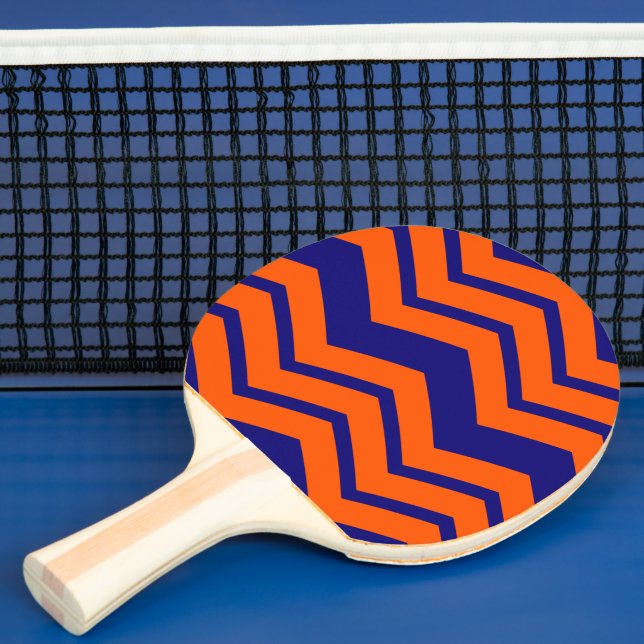 Raquette De Ping Pong Motif chevron zigzag bleu orange  (Insitu)