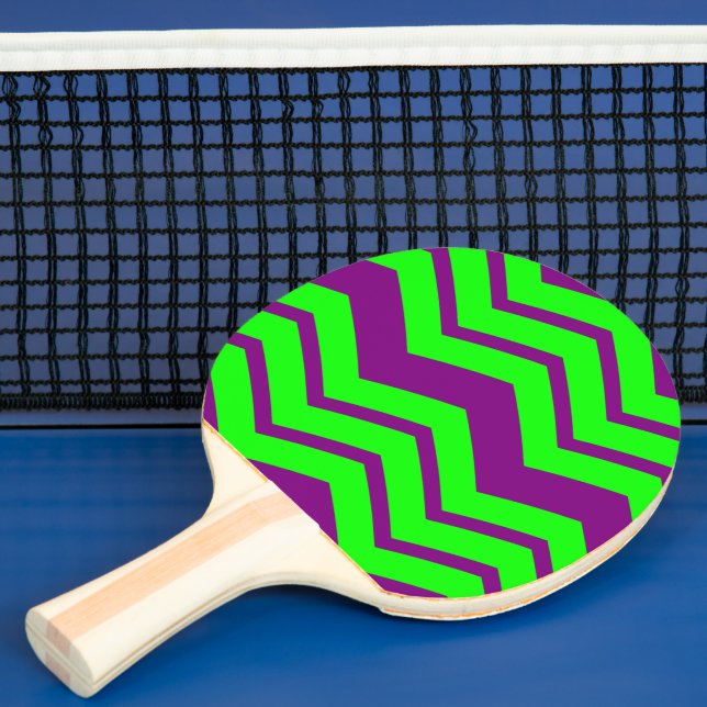 Raquette De Ping Pong Motif chevron zigzag vert violet  (Insitu)
