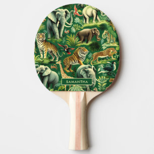 Raquette De Ping Pong Motif d'animaux de la jungle vintage