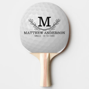 Raquette De Ping Pong Motif de balle de golf personnalisé Nom Monogramme