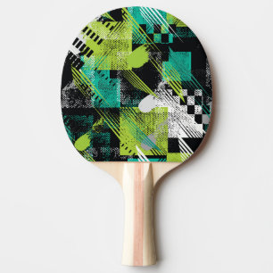 Raquette De Ping Pong Motif de bandes de points géométriques Abstraits